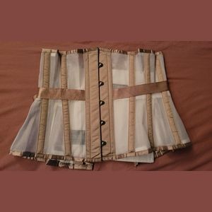 Champagne mesh underbust fan-laced corset